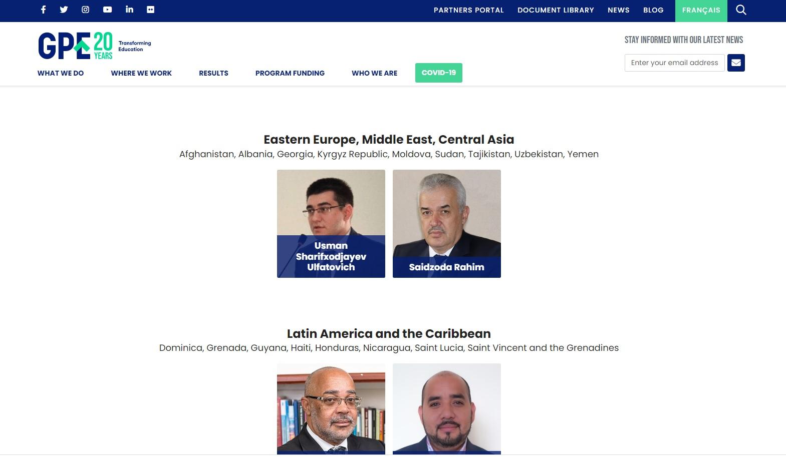 ХУШХАБАР! РАҲИМ САИДЗОДА БА ҲАЙСИ АЪЗОИ АЛТЕРНАТИВИИ ШУРОИ ДИРЕКТОРОНИ ШАРИКИ ГЛОБАЛӢ ДАР СОҲАИ МАОРИФ АЗ ҲАВЗАИ АВРУПОИ ШАРҚӢ, ШАРҚИ НАЗДИК, ОСИЁИ МАРКАЗӢ ИНТИХОБ ГАРДИД